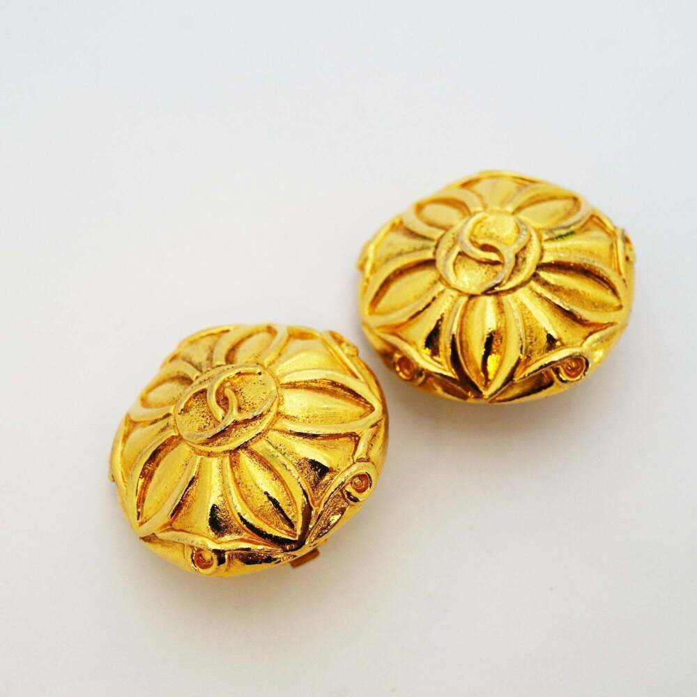 CHANEL Gold Logo Earrings - Picture 2 of 7